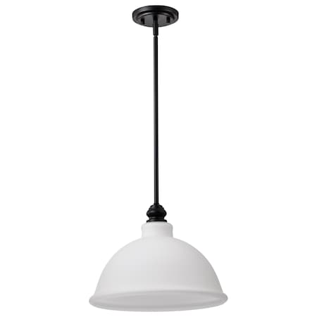 Nuvo Russel - 14 Inch Pendant - Matte Black with Satin White Glass 60/8026